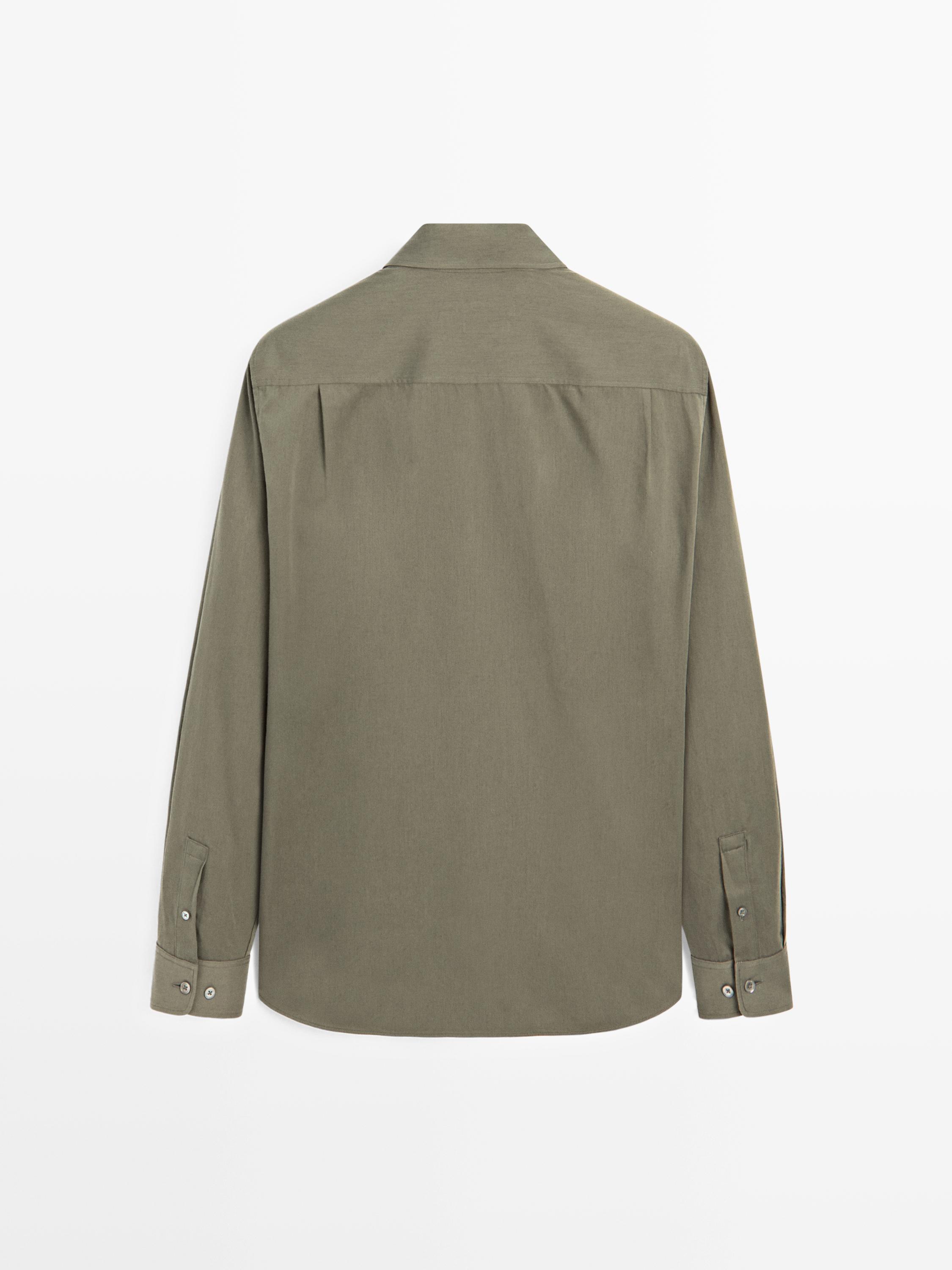 Regular fit cotton blend shirt